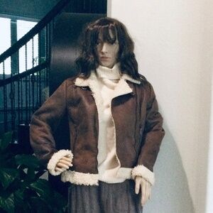 New H&M Faux Shearling Moto Biker Jacket